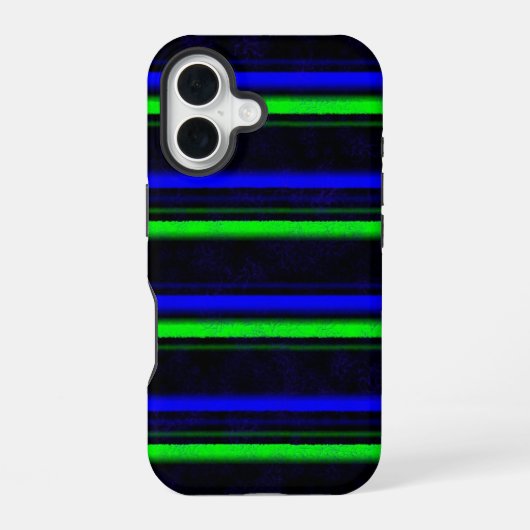 Coque iPhone 16 Bleu Noir Grandes Vertes (Verso)