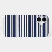 Coque iPhone 16 Bleu Nuit Classique et Rayure Blanche (Verso Horizontal)