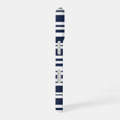 Coque iPhone 16 Bleu Nuit Classique et Rayure Blanche (Côté droit)