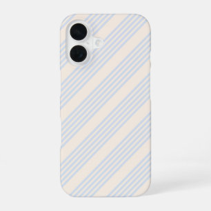 Coque iPhone 16 Bleu pâle et beige cinq rayures motif