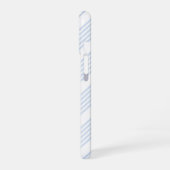 Coque iPhone 16 Bleu pâle et blanc cinq bandes motif (Côté gauche)