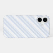 Coque iPhone 16 Bleu pâle et blanc cinq bandes motif (Verso Horizontal)