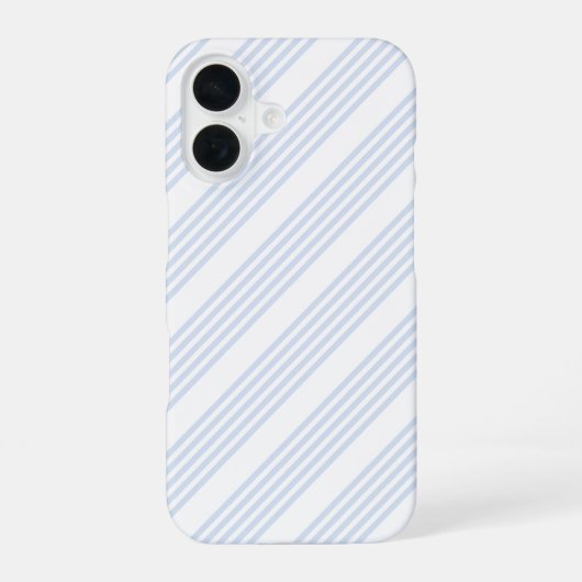 Coque iPhone 16 Bleu pâle et blanc cinq bandes motif (Verso)