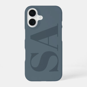 Coque iPhone 16 Bleu Poussiéreux Rustique Aquarelle Minimaliste Co