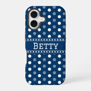 Coque iPhone 16 Bleu Royal à pois