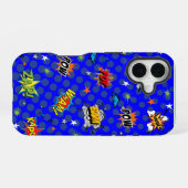 Coque iPhone 16 Bleu Superhero comique (Verso Horizontal)