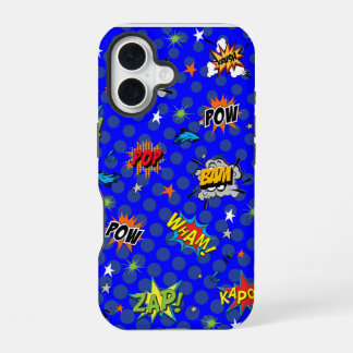 Coque iPhone 16 Bleu Superhero comique