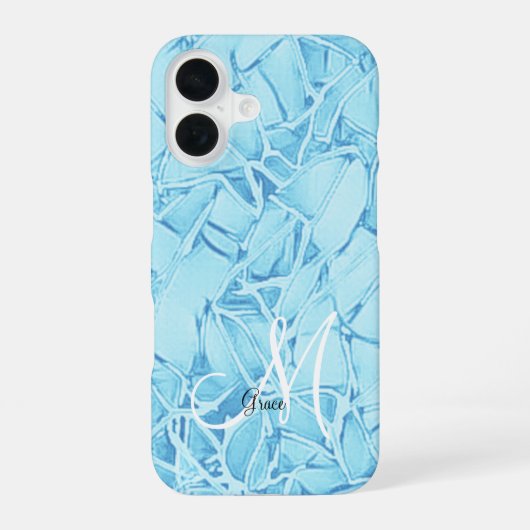 Coque iPhone 16 Bleu Turquoise À Monogramme (Verso)