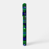 Coque iPhone 16 Bleu vert rayures avec étoiles et Raindrops (Côté gauche)