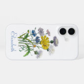 Coque iPhone 16 Bleuets Personnalisés (Verso Horizontal)