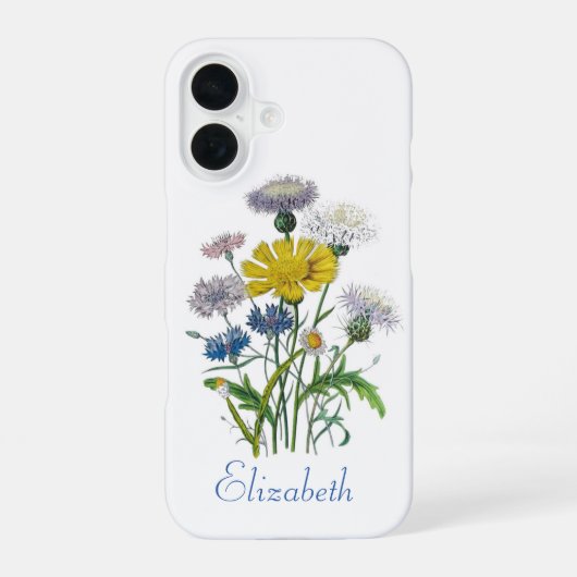 Coque iPhone 16 Bleuets Personnalisés (Verso)