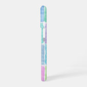 Coque iPhone 16 blocs patchwork gingham pastel (Côté gauche)