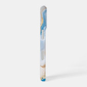 Coque iPhone 16 Blue Agate Marble with Gold Veins – Elegant (Côté droit)