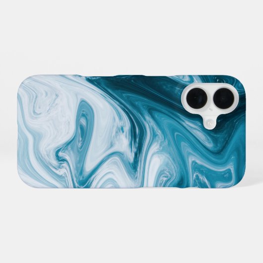 Coque iPhone 16 Blue Beach Waves Abstract (Verso Horizontal)