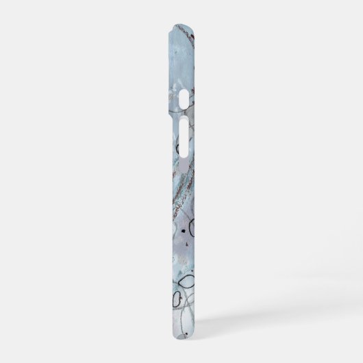 Coque iPhone 16 Blue Gray Contemporary Abstract Design (Côté gauche)