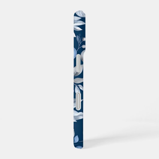 Coque iPhone 16 Blue Leaf Berry Pattern (Côté droit)