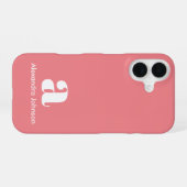 Coque iPhone 16 Blush Rose Monogramme De Nom Initial Minimal Moder (Verso Horizontal)