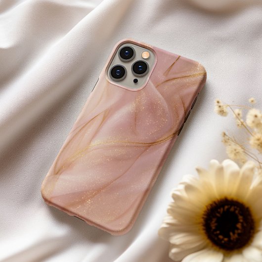Coque iPhone 16 Blush Silk – Écrin de Satin Rose et Or pour Téléph