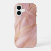 Coque iPhone 16 Blush Silk – Écrin de Satin Rose et Or pour Téléph (Verso)