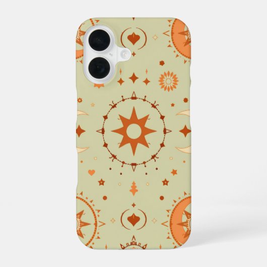 Coque iPhone 16 Boho Céleste | Astrologie Vert Menthe Soleil & Lun (Verso)