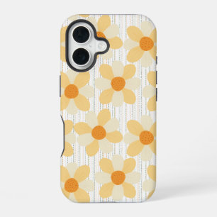 Coque iPhone 16 Boho Daisies + pluie arc-en-ciel