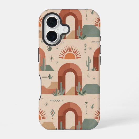Coque iPhone 16 Boho Desert Arches Sunset Minimal Case (Verso)