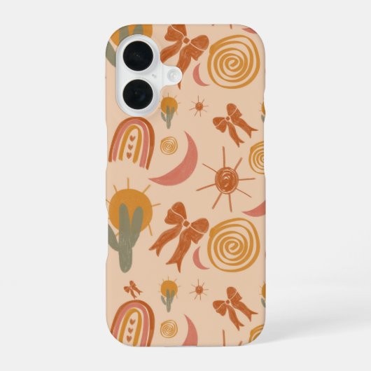 Coque iPhone 16 Boho Desert Sun Pattern Phone Case (Verso)