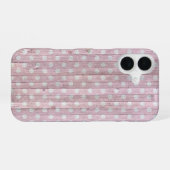 Coque iPhone 16 Bois à pois rose (Verso Horizontal)