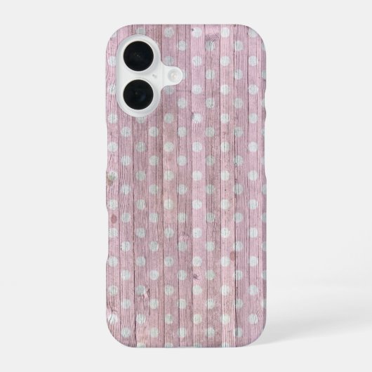 Coque iPhone 16 Bois à pois rose (Verso)