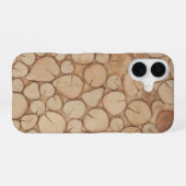 Coque iPhone 16 bois de chauffage empilé (Verso Horizontal)