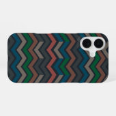 Coque iPhone 16 Bois sombre Terre Zigzag Chevron (Verso Horizontal)
