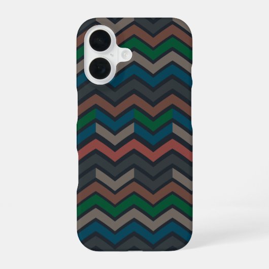 Coque iPhone 16 Bois sombre Terre Zigzag Chevron (Verso)