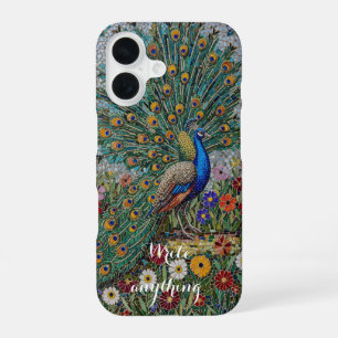 Coque iPhone 16 Boîtier artistique iPhone Mosaic Peacock Garden