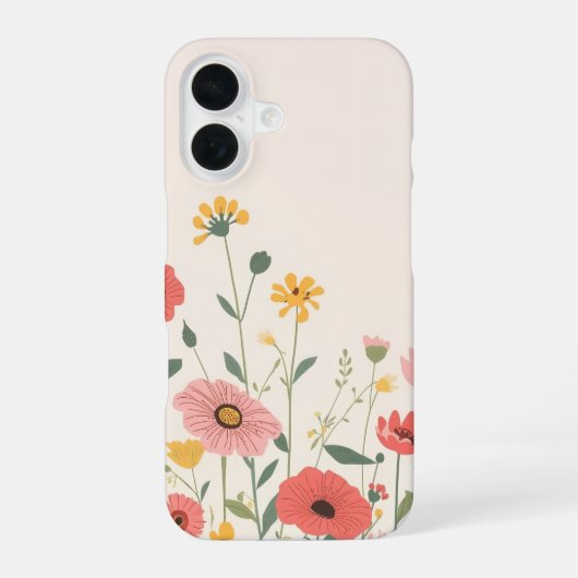 Coque iPhone 16 Boîtier floral mignon pour iPhone 16 (Verso)