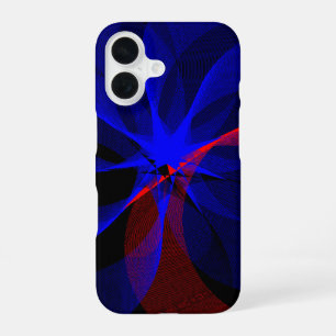 Coque iPhone 16 Boîtier iPhone 16 à accent bleu rotatif géométriqu
