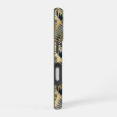 Coque iPhone 16 Boîtier iPhone 16 feuille de palmier bleu or (Côté droit)