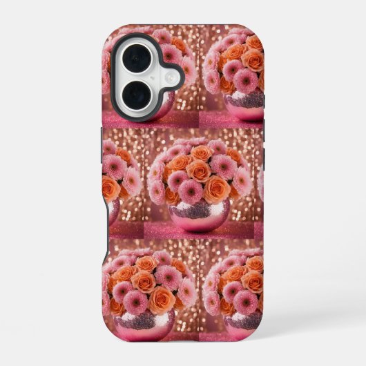 Coque iPhone 16 Boîtier iPhone 16 Fleurs Orange Luxe (Verso)