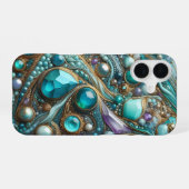 Coque iPhone 16 Boîtier iPhone en pierre précieuse turquoise Slim (Verso Horizontal)