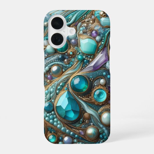 Coque iPhone 16 Boîtier iPhone en pierre précieuse turquoise Slim (Verso)