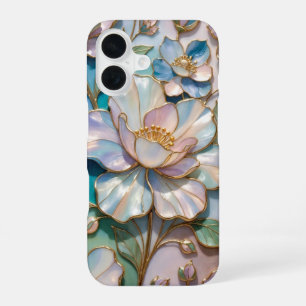 Coque iPhone 16 Boîtier iPhone Fleur en Verre Coloré Pastel Luxe