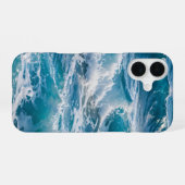 Coque iPhone 16 Boîtier iphone vague d'océan bleu (Verso Horizontal)