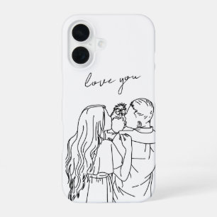 Coque iPhone 16 Boîtier téléphonique en ligne dessinée à la main :