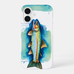Coque iPhone 16 Boîtier téléphonique - Série Aquarelle : truite/sa