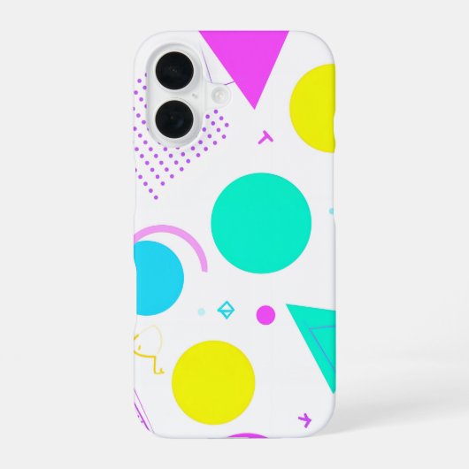Coque iPhone 16 Bold Neon Memphis Geometric 80s Design (Verso)