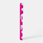 Coque iPhone 16 Bold White Polka Dots on Hot Pink (Côté droit)