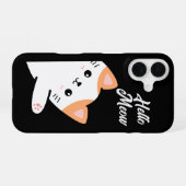 Coque iPhone 16 Bonjour Meow Chat (Verso Horizontal)