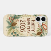 Coque iPhone 16 bonne année 2026 rustique (Verso Horizontal)