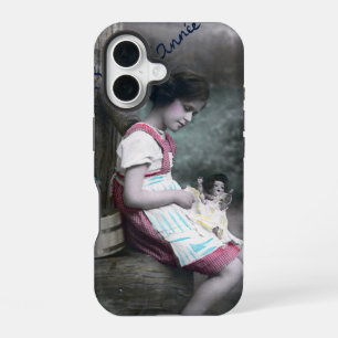 Coque iPhone 16 Bonne Année Vintage fille avec dollar