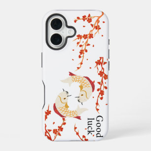 Coque iPhone 16 Bonne Chance Poisson Koi avec Sakura Élégant Jap