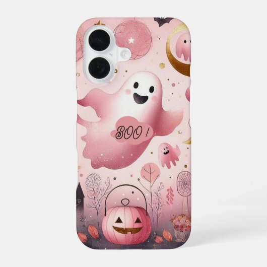 Coque iPhone 16 Boo Éffrayant Jack O Lanterns Pastel Funky (Verso)